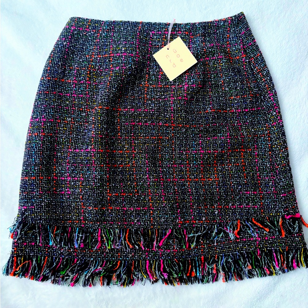 ✨ NWT NÜRODE TWEED SKIRT COLORFUL FRINGE XS ✨